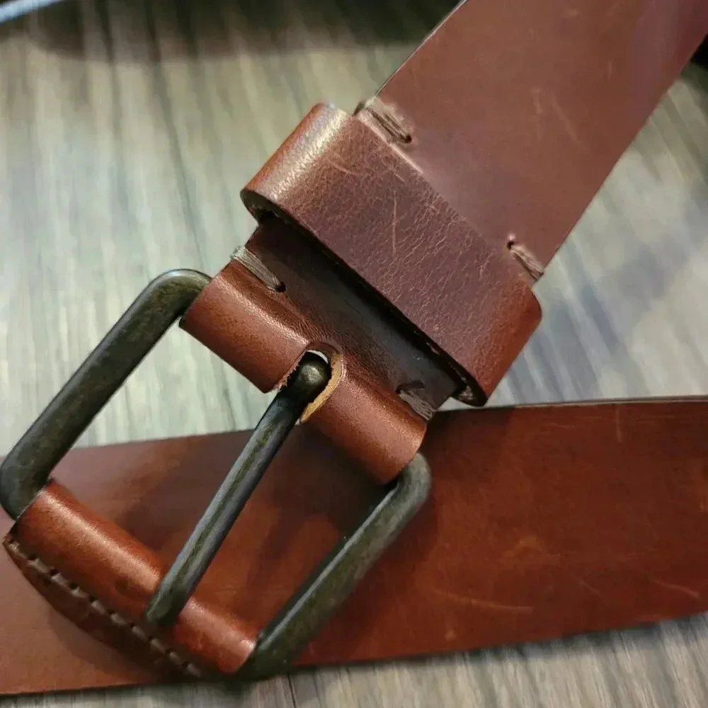 Mara Giordani Men's Leather Belt Size 40 Brown Handmade in Italy